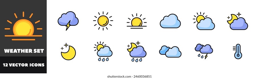 Conjunto de iconos de Clima. Estilo plano. Iconos vectoriales