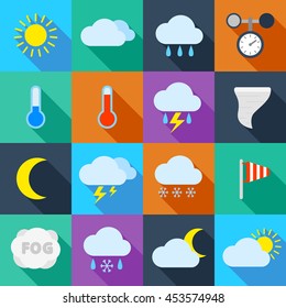 weather icons set. weather forecast icons flat design