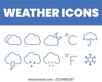 Weather icons set. weather forecast icons vector.  weather seasons illustrations