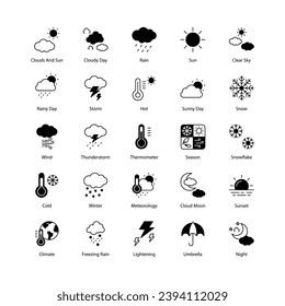 weather icons set isolate white background vector stock illustration	

