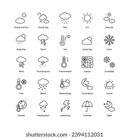 iconos meteorológicos conjuntos aislar ilustración de material vectorial de fondo blanco	
