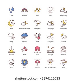 weather icons set isolate white background vector stock illustration	
