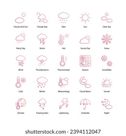 iconos meteorológicos conjuntos aislar ilustración de material vectorial de fondo blanco	
