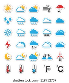 Weather icons set as labels - vector