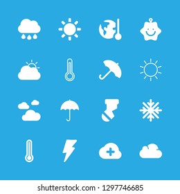 weather icons set with lightning, sun and adding to the cloud vector set