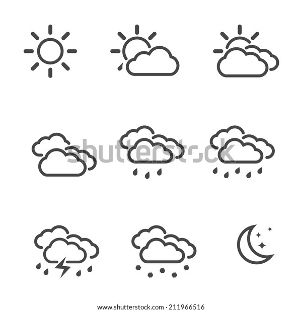 Weather Icons Set Line Outline Style Stock Vector (Royalty Free ...