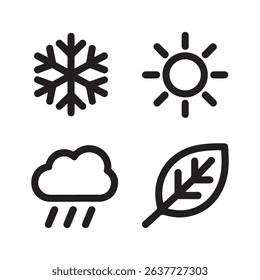 Weather icons set in line style, Weather symbols isolated on a white background.