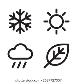 Weather icons set in line style, Weather symbols isolated on a white background.