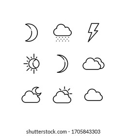 Weather icons set line - vector