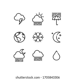 Wettersymbole mit Set-Zeile - Vektorillustration