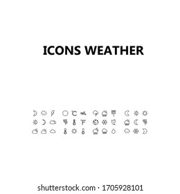 Weather icons set line - vector