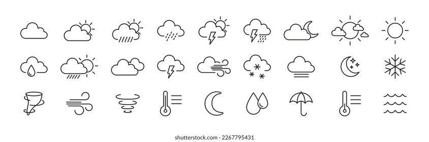 Weather icons set. Linear style.