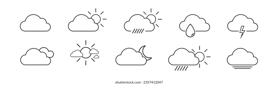 Weather icons set. Linear style.