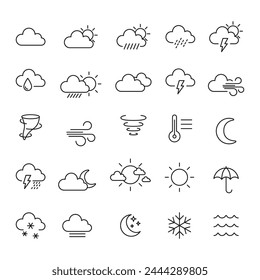 Weather icons set. Linear style.