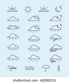 weather icons set of lines