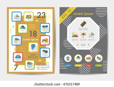 Weather icons set with long shadow,eps10