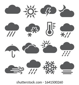 Weather icons set on white background