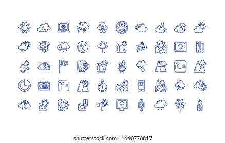 weather icons set over white background, line style, vector illustration