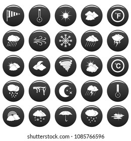 Weather icons set. Simple illustration of 25 weather vector icons black isolated