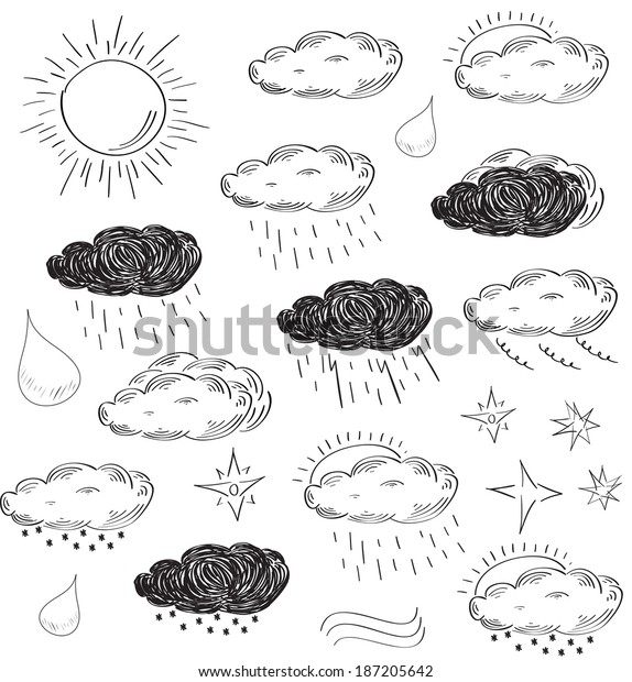 Weather Icons Set Sketch Vector Illustration Stock Vector (Royalty Free ...