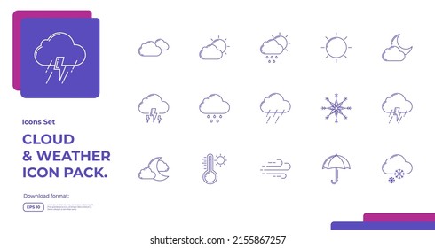 Weather Weather Icons Set thin line Vector