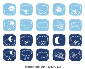 Weather icons set with various atmospheric phenomena