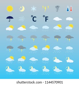 Weather icons set. Vector. 