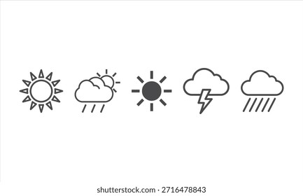 Conjunto de íconos de Clima Vector: Colección de símbolos de meteorología de pronóstico climático