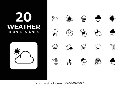 Diseño vectorial de conjuntos de iconos meteorológicos