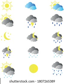 Conjunto de iconos meteorológicos, ilustración vectorial