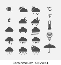Weather icons set. Vector illustration.