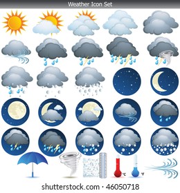 Weather Icons set vector isolated on white