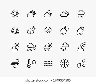 weather icons set vector line style