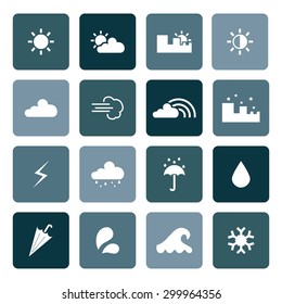 Weather icons. Set of weather icons. Vector. Silhouette. White icons.