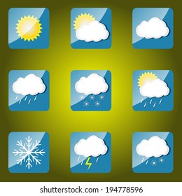 Weather icons set for web applications. Vector illustration.
