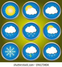 Weather icons set for web applications. Vector illustration.