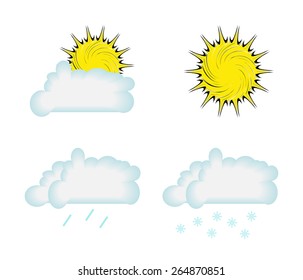 Weather icons set,vector sun rain and winter.