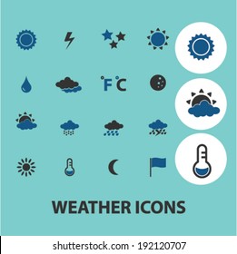 weather icons, signs set, vector