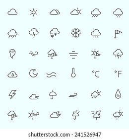 Weather icons, simple and thin line design