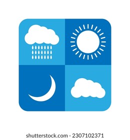 Weather icons of summer, rain, and cloudy days, vector illustration. Suitable for mobile concept and web design.