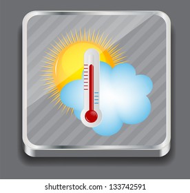 Weather Icons with sun, cloud and thermometer