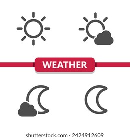Weather Icons - Sun, Day, Cloud, Cloudy, Moon, Night. Professional, pixel perfect icons. EPS 10 format.