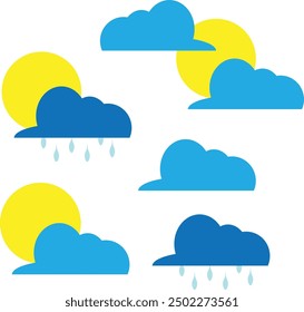 Weather Icons, Sun, Rain, Cloudy, Dark Cloud, Sun and Rain, Weather Forecast