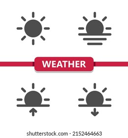 Weather Icons - Sun, Sunny, Day, Sunrise, Sunset, Sunup, Sundown. Professional, pixel perfect icons. EPS 10 format.