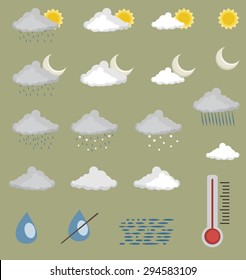 weather icons, symbols, vector illustration