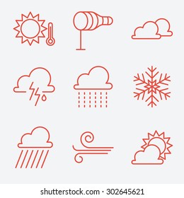 Weather  icons, thin line style, flat design