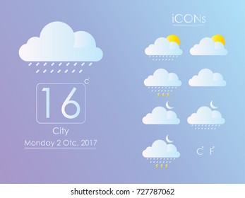 Weather icons and Ui design. Vector.