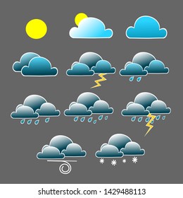 Weather icons with various weather condition 