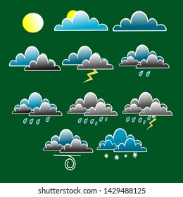 Weather icons with various weather condition 