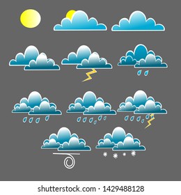 Weather icons with various weather condition 